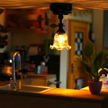 1:12 casă de Păpuși în Miniatură Lampa LED Lumina Plafon Candelabru de Iluminat Acasă Model Decor Jucărie Casa Papusa Accesorii