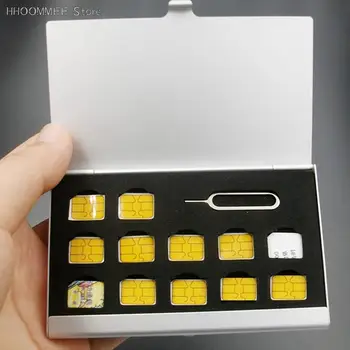 1 buc de 12 Sloturi-NANO+1-Slot-Card-Pin Aluminiu Portabil Micro SIM Pin-ul Cartelei SIM Nano Card de Memorie, Cutie de Depozitare Caz Protector Titular 