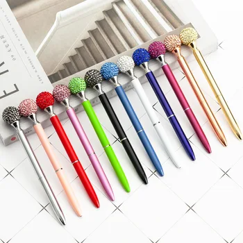 10 Buc En-Gros Noua Creatie Mai Multe Culori Diamond Ball Pen Papetărie De Birou Rotativ De Metal Stilou Student Cadou