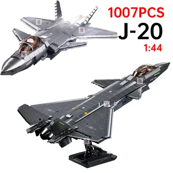1007pcs J-20 Jet Fighter Blocuri Militare avion Stealth Lume War2 Aeronave 1/44 Model Cărămizi Jucarii Pentru Copii Cadouri
