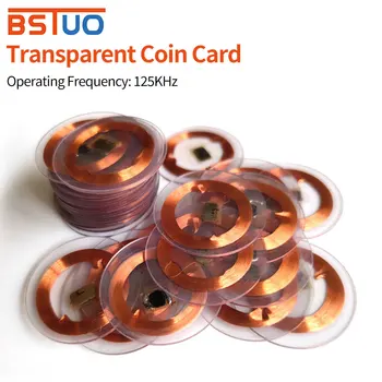 100BUC 125 khz sau RFID 13.56 mhz EM4100/M1 Transparante Monedă Card de 25mm Citit Singura Cheie Lanț pentru Controlul Accesului Tag-uri Ultra subtiri