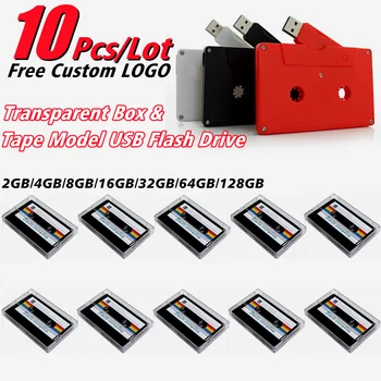 10buc/Lot Personalizat Gratuit UV de Imprimare Color LOGO-ul de Culoare Bandă Modelul USB2.0 Flash Drive 4GB 8GB 16GB 32GB 64GB și Banda Transparentă Cutie
