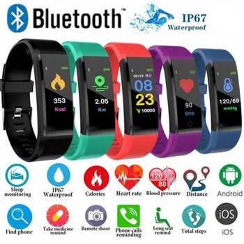 115plus Brățară Inteligent Fit Pro Bărbați Femei Ceas de mână Ceas Bluetooth Mesaj Remider Sport Pedometru, Monitor de Ritm Cardiac Smartwatc