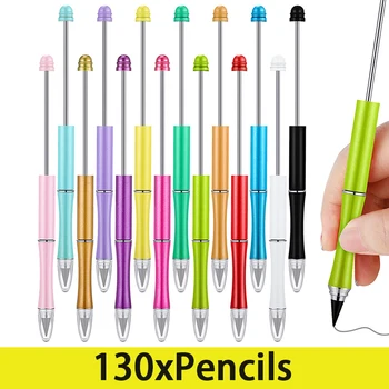 130Pcs Margele Infinit Creioane, Cerneală Permanentă gratuit Creion DIY Margele Veșnică Creioane Reutilizabile poate fi ștearsă de Scris Creion