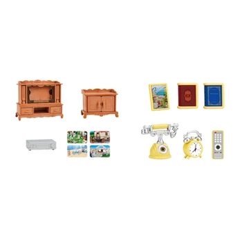 13PCS 1:12 căsuțe pentru păpuși Standuri Tv Mini-Tv Cabinet căsuțe pentru păpuși Set Mobilier case de păpuși Telefon căsuțe pentru păpuși Mobilier de Jucărie