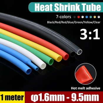 1M Dia 1.6/2.4/3.2/4/4.8/6.4/7.9/9.5 mm Heat Shrink Tube 3:1 Poliolefină Termică Cablu Manșon Cablu, Izolate Sârmă Heatshrink Tub