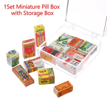 1Set 1:12 casă de Păpuși în Miniatură Cutie Medicamente cu Cutie de Depozitare Model Decor Acasă Jucărie Casa Papusa Accesorii