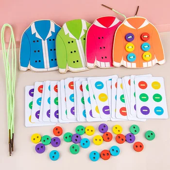 1set Distractiv pentru Copii să Învețe Deprinderi de Viață de Bază Didactice Haine Filetare Buton de Cusut Tabla de Joc Montessori Jucarii Educative
