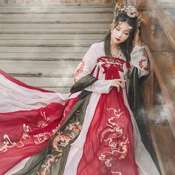 2022 Femei Tradițională Chineză Hanfu Rochie Dragon Broderie Dinastiei Tang Princess Dance Rochii Zână Scena Cosplay Îmbrăcăminte