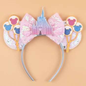 2023 Călătorie Disney Mickey Urechi pe Bentita Pentru Fete Sequin Castelul Prova Hairband Petrecere Festival Cosplay DIY Accesorii de Par Mujer
