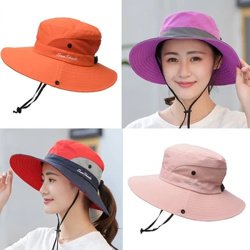 2023 Femei Găleată Pălărie Panama Moda Parasolar Respirabil Pescar Pălărie de Protecție Coada de cal, Cap de Vară, Pălării de Plajă, Pălării de Soare