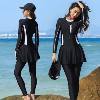 2023 Femei High-Elastic Moda Slim Fit One-Piece cu Maneca Lunga-de protecție Solară Surfing Costum de Sporturi de Apă pe Plajă Înot Costum de Surf