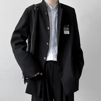 2023 Japonia Stil Uniformă Școlară Jacheta Stand Guler Tunică Bărbați Sacou Costum DK Costum Barbati Negru Haina Cu Eticheta Versiunea Mare