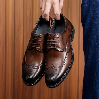 2023 NOI Afaceri pentru Barbati Pantofi Pantofi de Înaltă Calitate a Subliniat Deget de la picior Vintage Piele naturala Pantofi Barbati Formale Purta Pantofi Oxford