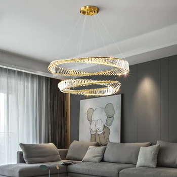 2023 Spirală Candelabre de Cristal de Lux Living Lampă de Pandantiv Inel Moderne Dormitor Restaurant Decor de Iluminat cu LED