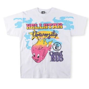 2023ss alb Hellstar tricou Barbati Femei Versiunea de Top Hellstar Logo-ul T Shirt Tee Topuri cu Maneci Scurte moda High Street în Europa