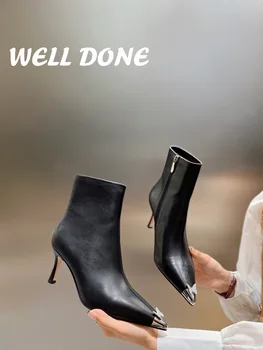 23new a subliniat tocuri inalte piele cizme femei cu piele de oaie superioară porc căptușeală pentru pantofi la modă și confortabil