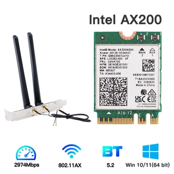 2400Mbps Intel AX200 Dual Band Wi-Fi 6 Card Wireless Desktop Kit Bluetooth 5.1 AX200NGW unitati solid state M. 2 802.11 ax Adaptor Windows 10 11