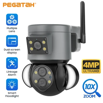 2K 4MP WIFI Camera IP de Exterior 10X Zoom Dual Lens PTZ Cam Auto Track Audio cu Două căi de Culoare Noaptea de Supraveghere CCTV Camere