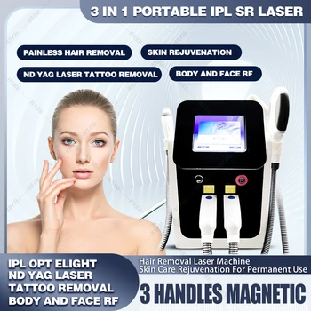 3 in 1 Multifunctional IPL Îndepărtarea Părului cu Laser Mașină+ Nd Yag Laser Îndepărtarea Tatuajelor mașină +RF Lifting de Îndepărtare a Părului cu laser