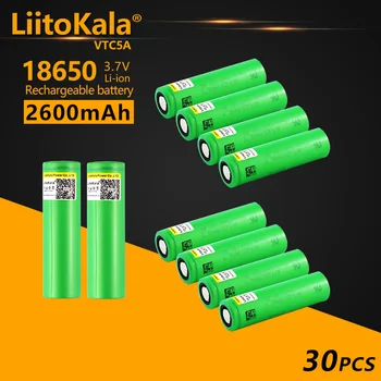 30PCS LiitoKalaVTC5A 18650 2600mAh Baterie cu Litiu 20A 30A de Descărcare de gestiune 18650VTC5 baterii pentru lanterna cap plat