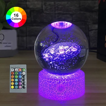 3D, Minge de Cristal Lumina de Noapte cu Touch Culoare Schimbare LED-uri Lampă de Bază Galaxy Lumini Decorative 16 Culori Schimbă Lumina Pentru Copii