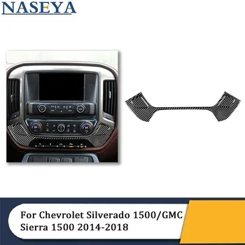 3Pcs Pentru Chevrolet Silverado 1500/GMC Sierra 1500 2014-2018 mai Jos, de Control al Climei Autocolant Fibra de Carbon Auto Accesorii de Interior