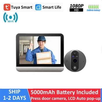 4.3 Inch Tuya 1080p Wifi Smart Home Vizor Usa Usa Cameră cu Două sensuri Audio Viziune de Noapte de Mișcare Pir de Exterior Monitor