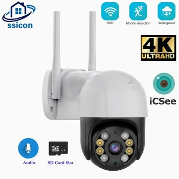 4K 8MP ICSee Camera WIFI în aer liber, Inteligent Acasă CCTV de Detectare a Omului rezistent la apa IP Wireless Culoare aparat de Fotografiat Viziune de Noapte