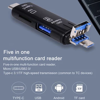 5 in 1 Portable USB de Tip C, Micro USB Extern Micro Cititor de Card de Memorie Adaptor