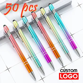50pcs Gradient de Metal Pix de Birou Școală de Publicitate Stilou Touch Screen Pen Logo-ul Personalizat Text Gravare cu Laser Personalizat Pen
