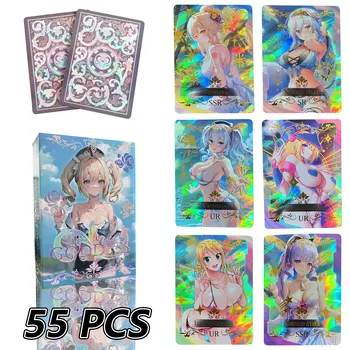 55Pcs Zeita Poveste Card Holografic Scrisoare Aurie Strălucitoare Anime costum de Baie Sexy Fata Colectia Carte de Ayaka Nezuko Magician Girl