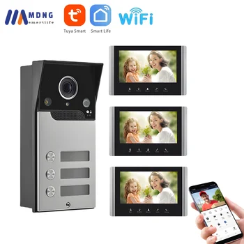 7 Inch Apartament Interfon Ecran Tactil Tuya Wifi Ușă Video Sistem de Intrare pentru 2 3 4 Case, Vile, Video interfon Sonerie