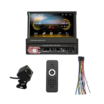 7 Inch Manual Flip Stereo al Mașinii,Carplay, Android Auto,Singur Din HD cu Touchscreen, Radio,FM Bluetooth Oglinda Link-ul aparat de Fotografiat din Spate
