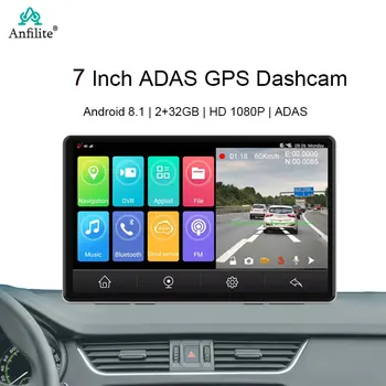 7Inch Android 8.1 Bluetooth WiFi ADAS Navigare GPS Dual lens Dash Cam 1080P camera din Spate video recorder 4G Dash Camera 24H Parcare