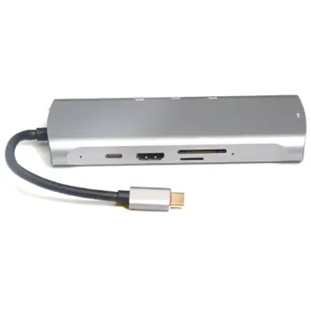 8 în 1 USB 3.0 Hub Pentru Laptop Adaptor PC PD Încărcător 8 Porturi VGA SD TF compatibil HDMI 8-în-1 Stație de Andocare