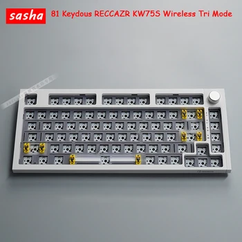 81 Keydous RECCAZR KW75S Wireless Tri Modul Hot Swap Tastatură de Gaming Uscățivă Garnitura Structura RGB cu iluminare de fundal Pentru Desktop Office