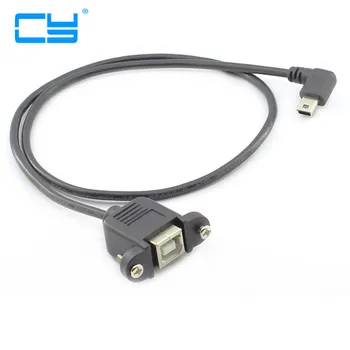 90 Unghi Drept 0,5 m Mini USB 5Pin Male la USB 2.0 Tip B de sex Feminin Printer pe Panoul de Montare de Cablu Șurub 50cm