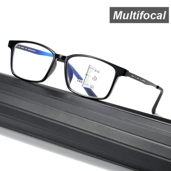 Afaceri de lux Progresivă Prezbiopie Ochelari Moda Anti-orbire Multifocale de Departe în Apropiere de Vedere Ochelari de vedere Ochelari de Citire Optică