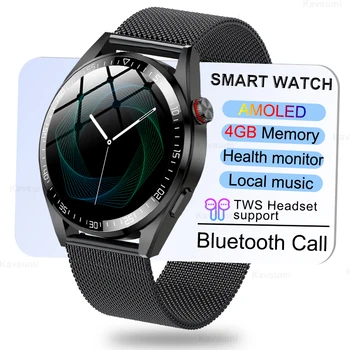 Afaceri nou Ceas Inteligent Bărbați Player de Muzică Locale 4G de Memorie 466*466 Ecran AMOLED de apelare Bluetooth Sport Smartwatch Pentru Android IOS