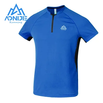 AONIJIE Crewneck Fermoar T-shirt pentru Bărbați Funcționare Sport Tricou Uscare Rapidă Sală de Fitness Ciclism Maneci Scurte Tee Respirabil Topuri Om
