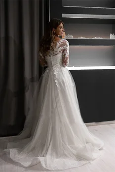 Aplici O-linie V-gât Rochie de Mireasa Pentru Femei 2023 Rochii de Mireasa Butonul Elegant Dantela vestido de noiva robe de mariée