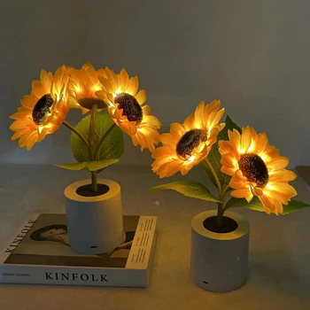 Artificiale de Floarea-soarelui de Noapte LED Lampă Reîncărcabilă Decor Dormitor Atmosfera Lămpi Creative Lumina de Noapte pentru Ziua de nastere Cadou de Vacanță