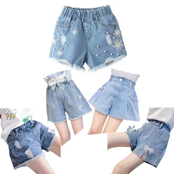 Baby Girl pantaloni Scurți de Blugi 2023 de Vară pentru Copii de Imprimare Pantaloni din Denim de Înaltă Talie Pantaloni Casual, Haine de Blugi Largi Picior de la 2 La 12 Ani