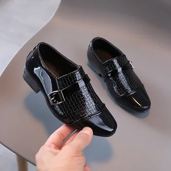 Baieti Pantofi de Piele 2022 Primavara Toamna Copii Performanță Mary Jane Pantofi pentru Petrecerea de Nunta Prezinta un Solid Negru Slip-on Pantofi