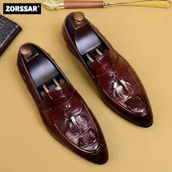 bareta din piele pantofi pentru barbati din Piele de aligator franjuri Business casual mocasini barbati piele italiană pantofi pentru bărbați