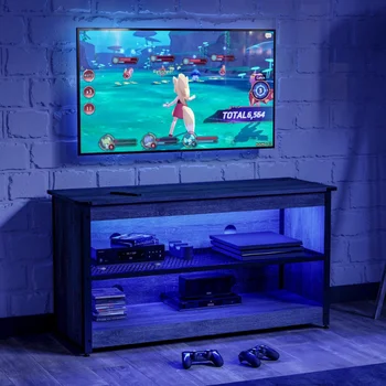 Bestier Stand TV cu Lumini LED-uri pentru Televizoare de până la 50