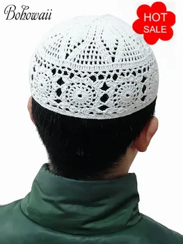 BOHOWAII de Musulmani, Bărbați Îmbrăcăminte de Rugăciune Pălării Kippah Kufi Confortabil Chapeau Musulmani Homme Ramadan Islamic Rugăciune Capac Beanie