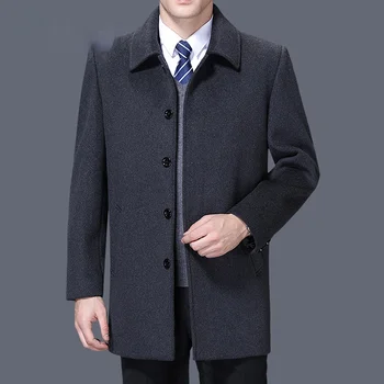 Brand 2023 Noi Jachete de Cașmir pentru Bărbați Mid-lungime de Lână de Iarnă Îngroșat Lână Haina Palton pentru bărbați S-4xl