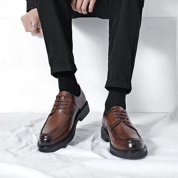 Brandul Italian de Afaceri Pantofi Barbati din Piele Pantofi cu Talpă Groasă rezistentă la Uzură Costum pentru Bărbați Pantofi de Banchet, Rochie, Pantofi